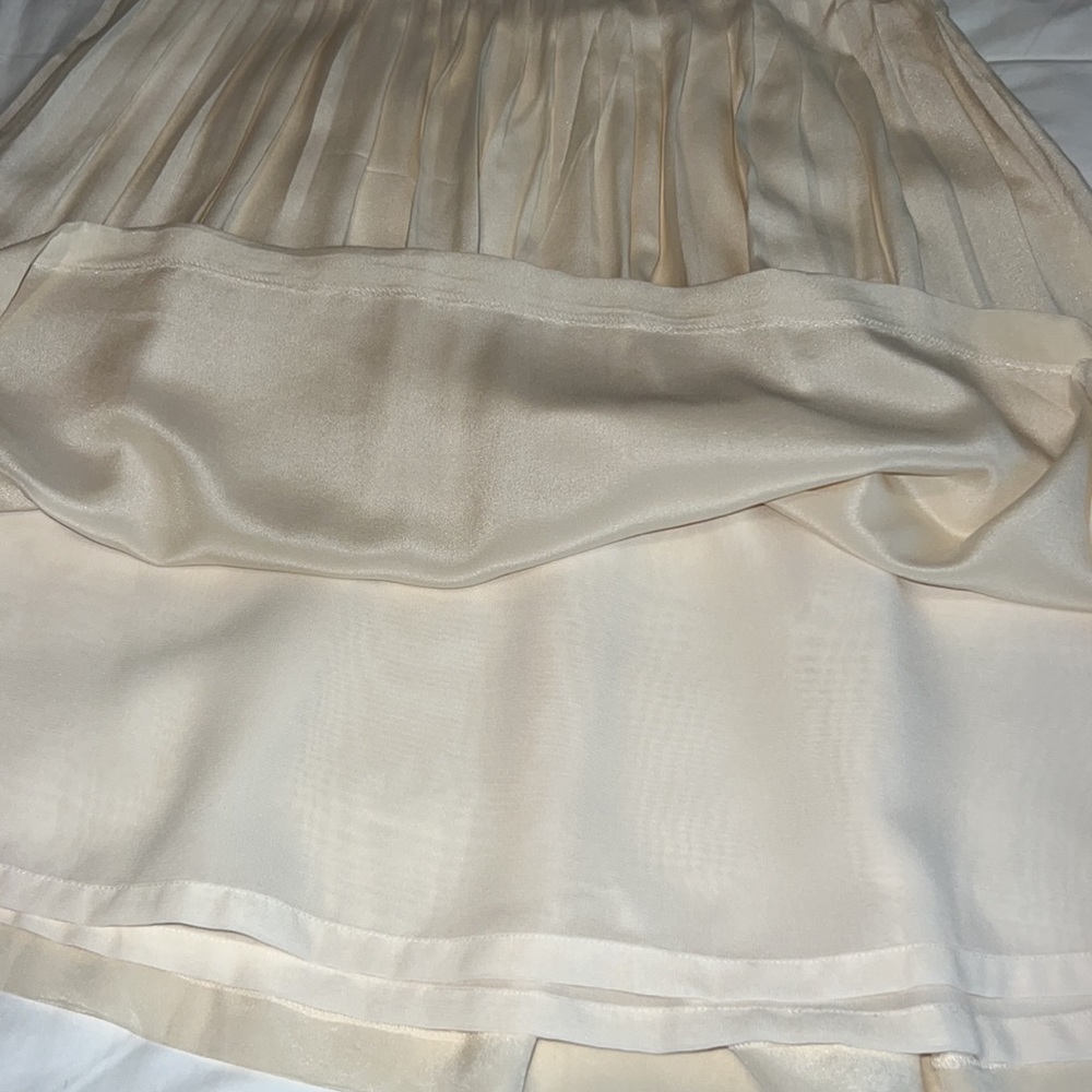 Banana Republic cream ivory silk pleated skit midi with lining zipper closure 0 - Picture 5 of 8